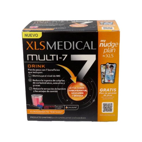 XLS MEDICAL MULTI 7 DRINK  60 SOBRES SABOR FRUTOS ROJOS