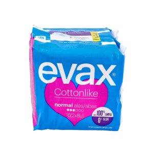 COMPRESAS TOCOLOGICAS EVAX COTTONLIKE NORMAL CON ALAS 16...