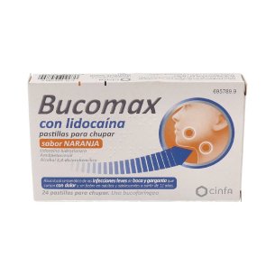 BUCOMAX LIDOCAINA 24 PASTILLAS PARA CHUPAR NARANJA