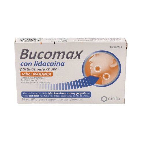 BUCOMAX LIDOCAINA 24 PASTILLAS PARA CHUPAR NARANJA