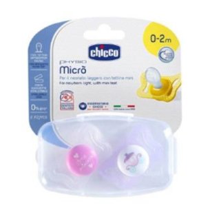 CHUPETE SILICONA CHICCO PHYSIO MICRO 0-2 M ROSA 2 CHUPETES