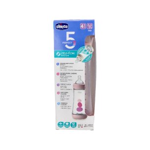 BIBERON PLASTICO T SILICONA CHICCO PERFECT5 ROSA 4M FLUJO...