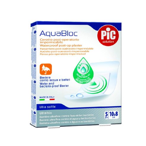 PIC AQUABLOC POST OP CON BACTERICIDA APOSITO ESTERIL 8 x 10 CM 5 U