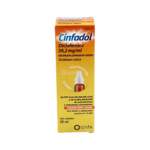 CINFADOL DICLOFENACO 39,2 mg/ml SOLUCION PULVERIZACION CUTANEA 1 FRASCO 30 ml