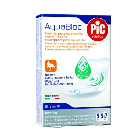 PIC AQUABLOC POST OP CON BACTERICIDA APOSITO ESTERIL 5 X 7 CM 5 U