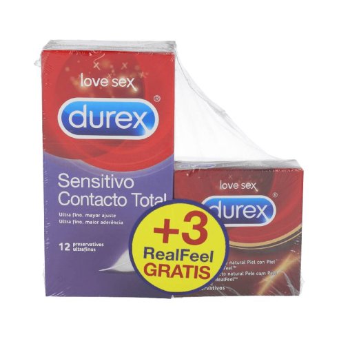 DUREX SENSITIVO CONTACTO TOTAL DUREX REAL FEEL PRESERVATIVOS PROMOCION 12 U  3