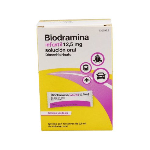 BIODRAMINA INFANTIL 12,5 mg 12 SOBRES MONODOSIS SOLUCION ORAL 2,5 ml